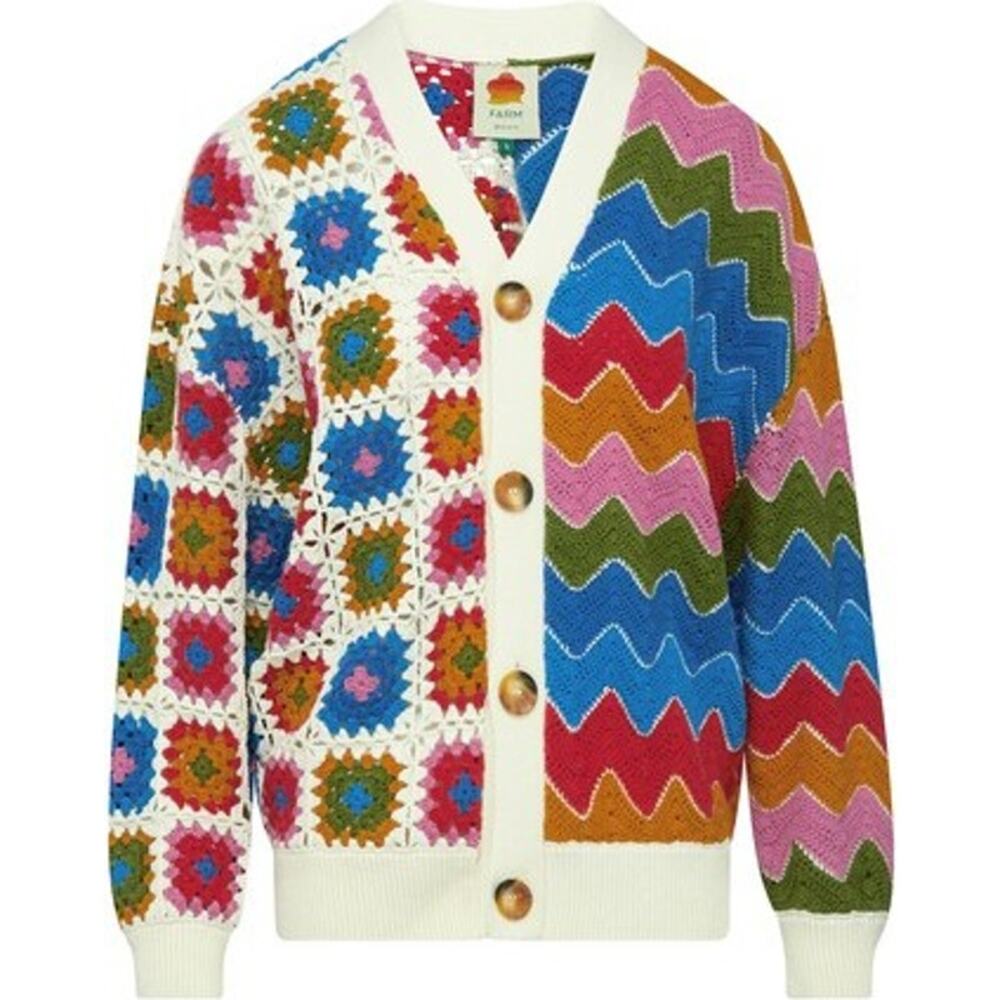 Farm Rio Mixed Crochet Cardigan Sweater - Picture 1 of 7